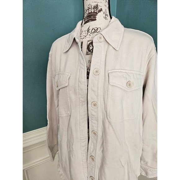 Good American 0-00 Essentials Fleece Shacket Bone Ivory - Picture 4 of 6